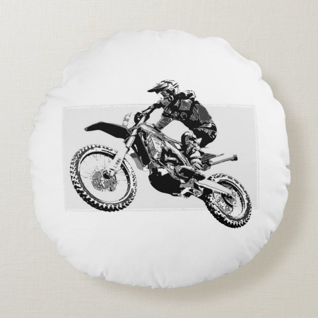 Coussins Ronds Motocross Racer Design (Devant)