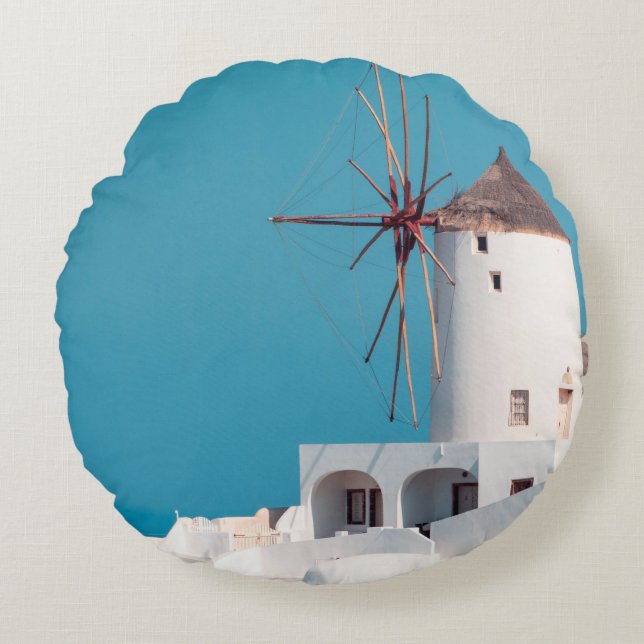 Coussins Ronds moulin Brown et blanc (Devant)