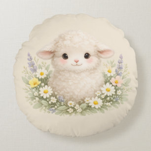 Coussins Ronds Moutons Fantaisistes et Fleurs Sauvages pour un Ch