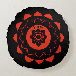 Coussins Ronds Muladhara Red Mandala Root Chakra