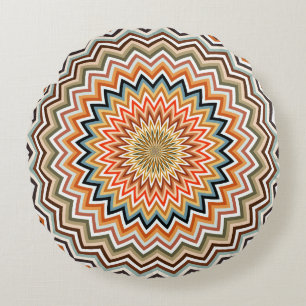 Coussins Ronds Multicolor Zigzag Motif