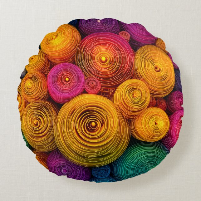 Coussins Ronds Multicolored concentric circles abstract texture (Devant)