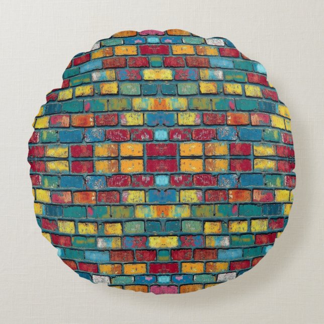 Coussins Ronds Mur de briques (Devant)