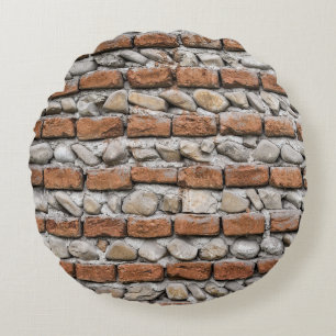 Coussins Ronds mur de briques Brown