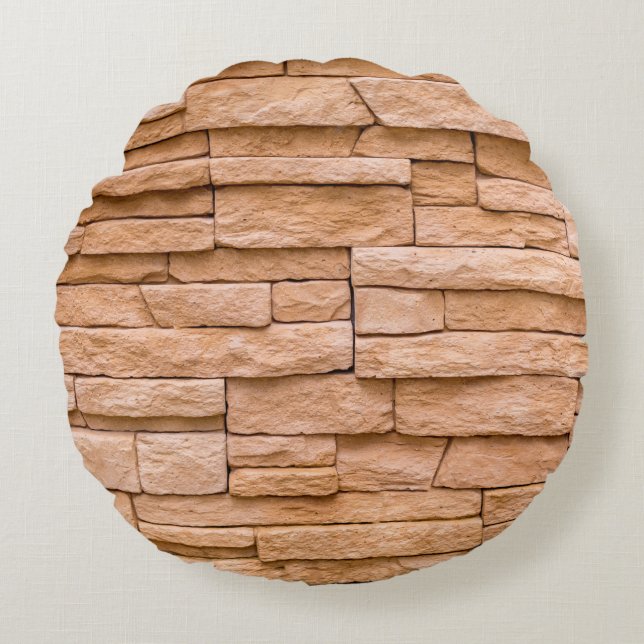 Coussins Ronds mur en brique de texture beige gros plan (Devant)