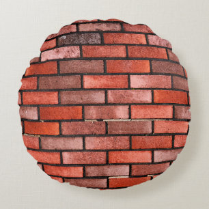 Coussins Ronds Mur en brique rouge, arrière - plan en brique roug
