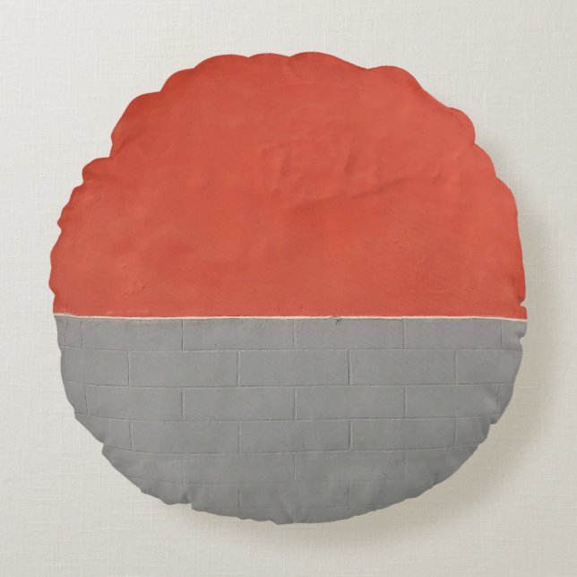 Coussins Ronds Mur peint en gris et orange (Devant)