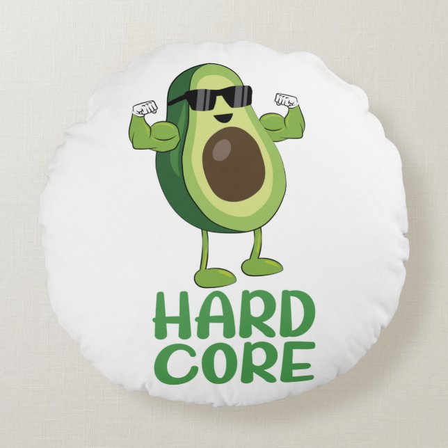 Coussins Ronds Musculaire Hardcore Avocado drôle (Devant)
