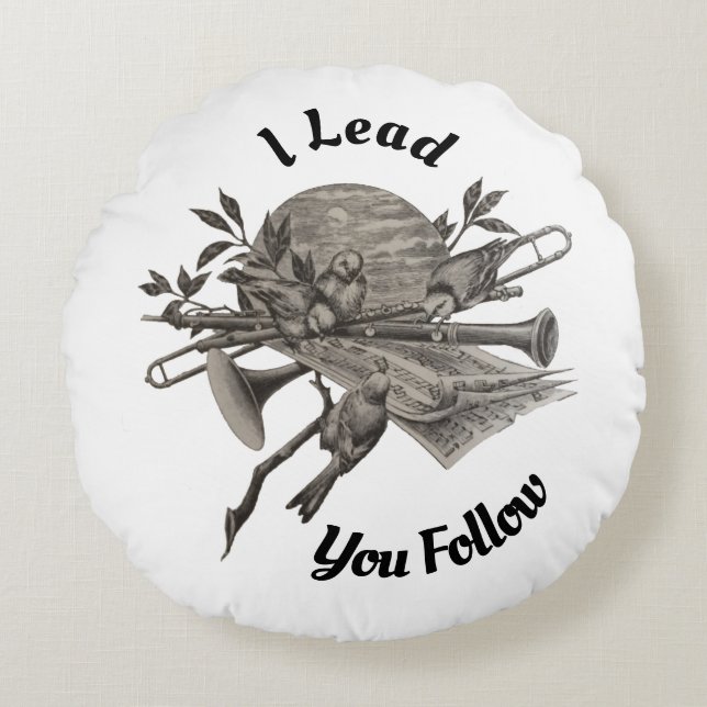 Coussins Ronds Musique Enseignant Chef de bande Instruments Vinta (Devant)