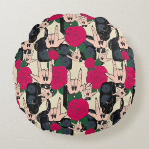 Coussins Ronds Musique rock sans couture, motif abstrait.