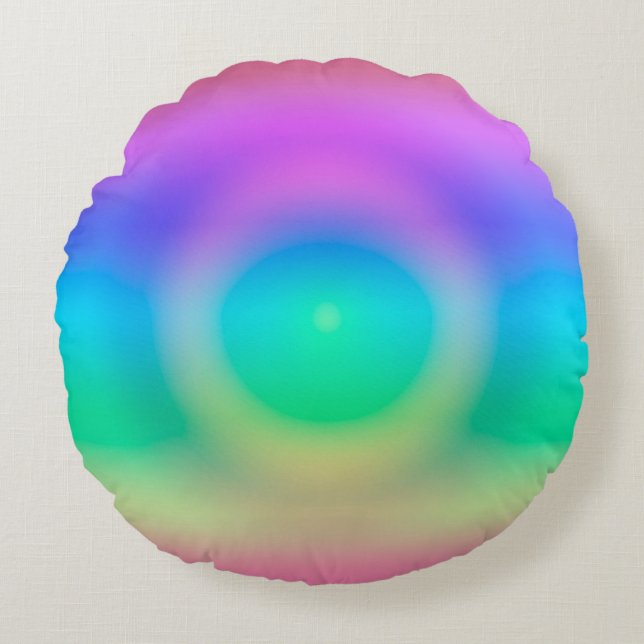 Coussins Ronds Mystic Rainbow Eye Ombre (Devant)