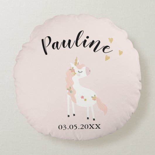 Coussins Ronds Naissance personnalisable (Devant)