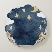 Coussins Ronds Nativité de Noël de l'aquarelle (Dos)