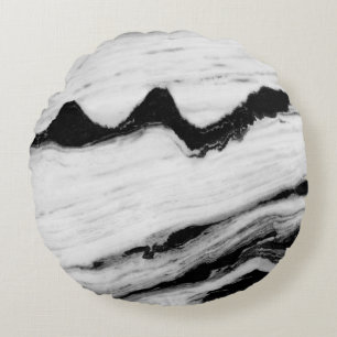 Coussins Ronds natural black and white marble texture, luxurious