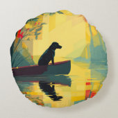 Coussins Ronds Nature Minimaliste Canot Labrador Noir (Dos)