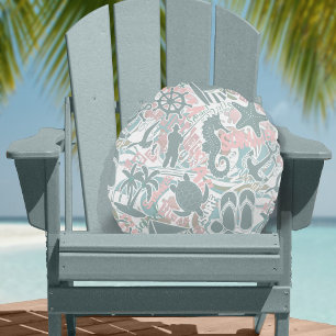 Coussins Ronds Nautical Beach Collage