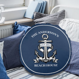 Coussins Ronds Nautical Boat Beach House Ancre Nom de famille Est