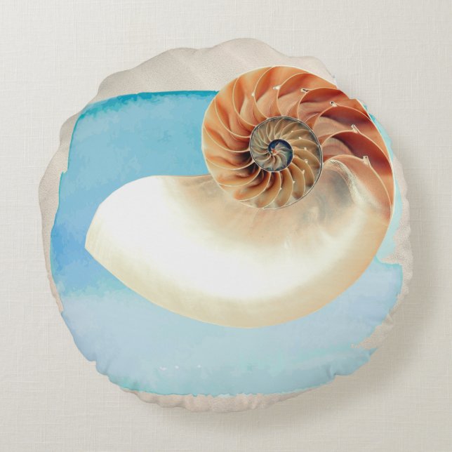 Coussins Ronds Nautilus Coquillage et sable (Dos)
