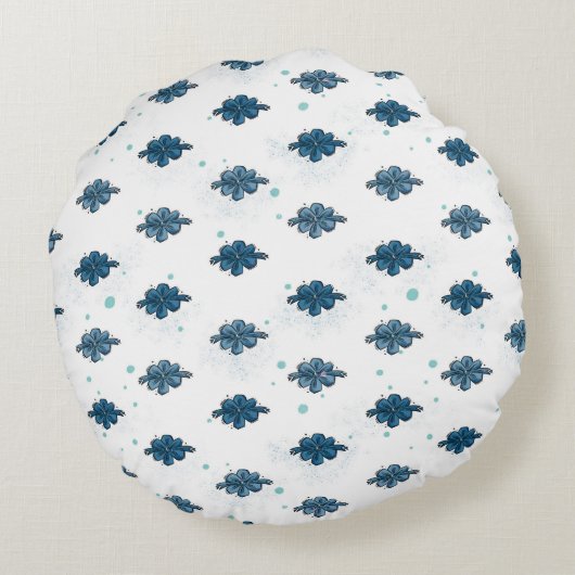 Coussins Ronds Navy Blue Bow Pattern Round Throw Pillow (Dos)