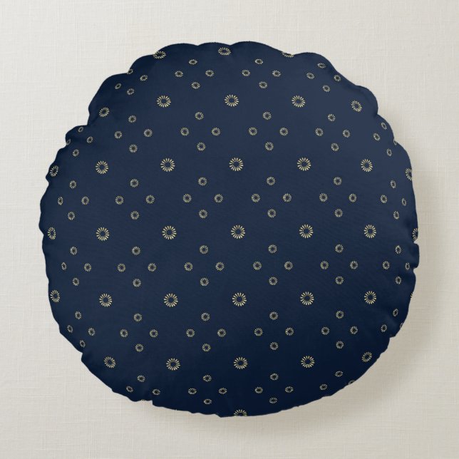 Coussins Ronds Navy | Golden Zinnia Sun (Devant)