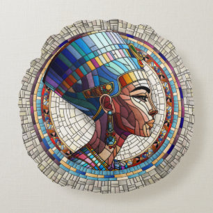 Coussins Ronds Néfertiti égyptien - Art Mosaïque