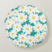 Coussins Ronds Négative Space Daisies blanc jaune sur vert (Dos)