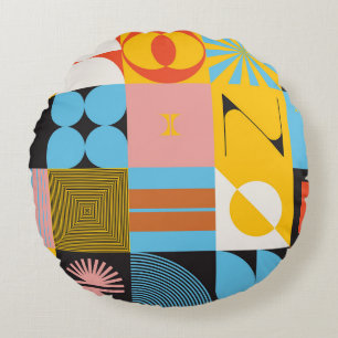 Coussins Ronds Neo Modernism artwork pattern made with abstract g