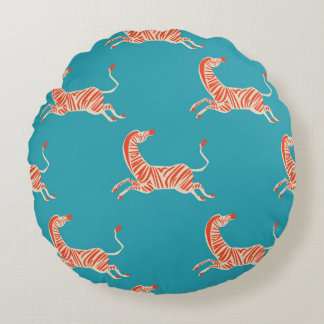 Coussins Ronds Neon Zebra : Retro Coloré sans couture