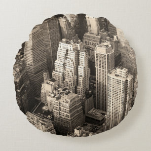 Coussins Ronds New York City Manhattan vue aérienne noir
