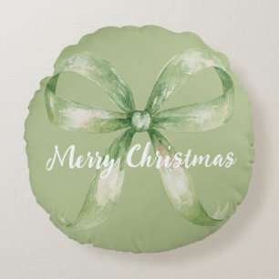 Coussins Ronds Noël au ruban vert avocat