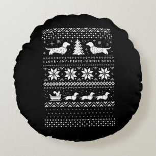 Coussins Ronds Noël des Dachshunds