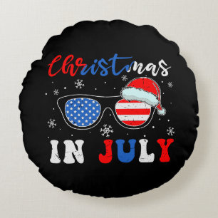 Coussins Ronds "Noël en juillet" - Lunettes de soleil patriotique