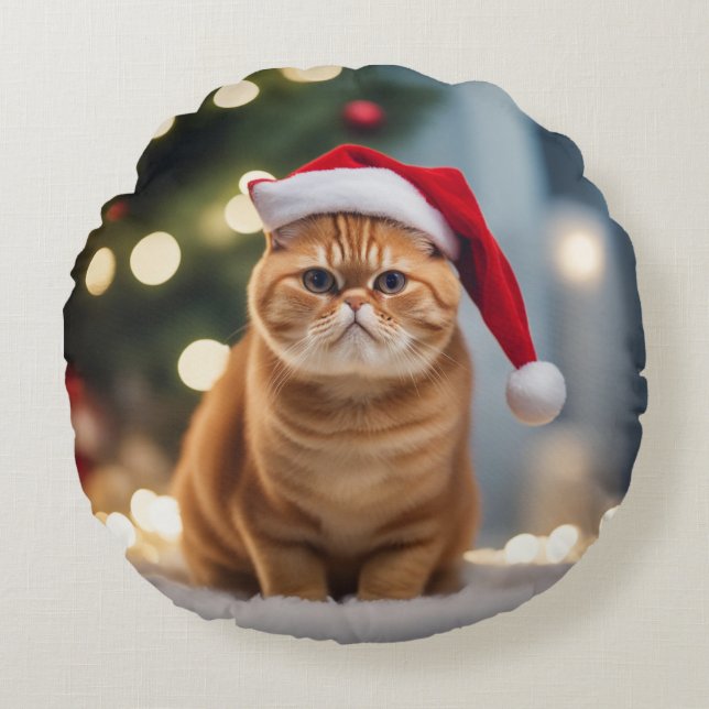 Coussins Ronds Noël Exotique Shorthair (Devant)