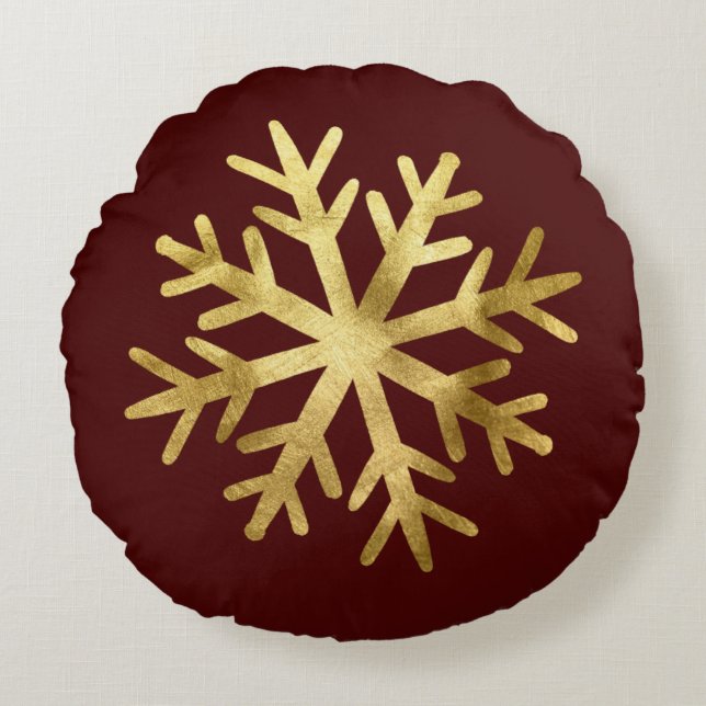 Coussins Ronds Noël Flocon de Neige Doré (Devant)
