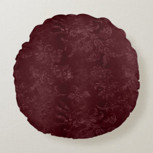 Coussins Ronds Noël floral bordeaux rouge profond