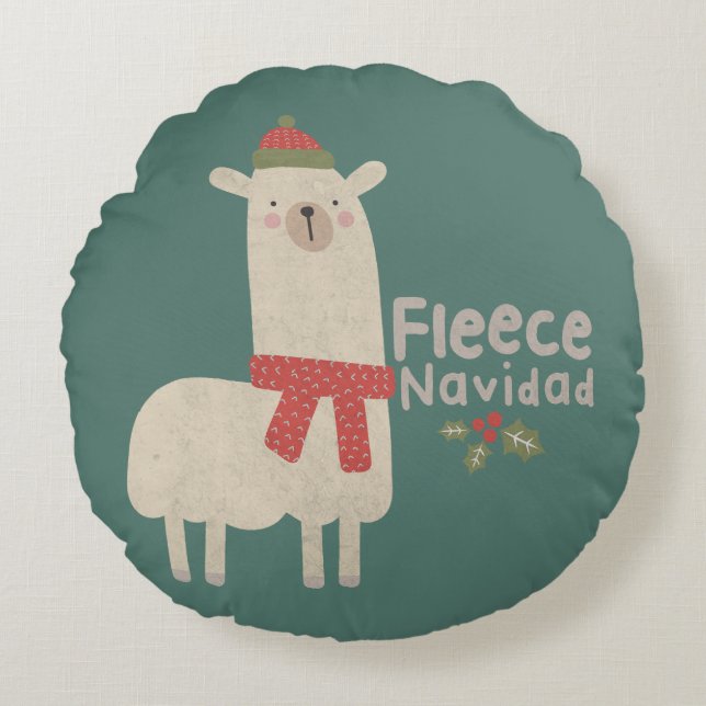 Coussins Ronds Noël Llama Pun : Fleece Navidad (Devant)