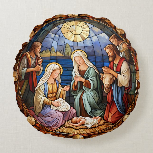 Coussins Ronds Noël Nativité  (Devant)
