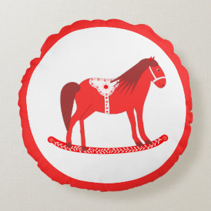 Coussins Ronds Noël scandinave Cheval Rocse double face