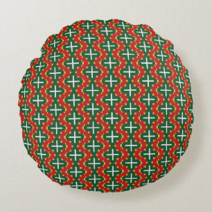 Coussins Ronds Noël Vert rouge et jaune Motif