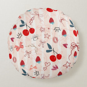 Coussins Ronds Nœuds et Étoiles de Cerise Douce Design Esthétique