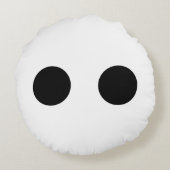 Coussins Ronds Noir Blanc Drôle Mignon Visage Yeux Stylé Tendance (Dos)