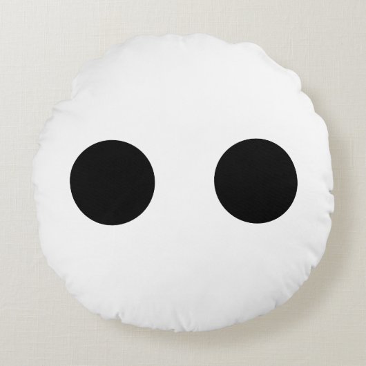 Coussins Ronds Noir Blanc Funny Mignonne Visage Yeux Cadeau éléga (Devant)