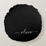 Coussins Ronds Noir Blanc Moderne Minimaliste Élégant Monogramme<br><div class="desc">Découvrez notre collection minimaliste moderne de monogrammes noirs et blancs : Faites preuve de simplicité et de sophistication grâce à nos designs minimalistes, conçus pour élever votre style sans effort. Réalisée avec un oeil attentif pour l'esthétique moderne, cette collection présente des motifs noirs et blancs épurés accentués par des monogrammes...</div>