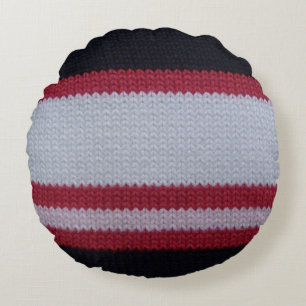 Coussins Ronds Noir blanc rouge : Motif en tissu lainé nui
