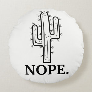 Coussins Ronds Noir et blanc Funny Cactus Outline Nope