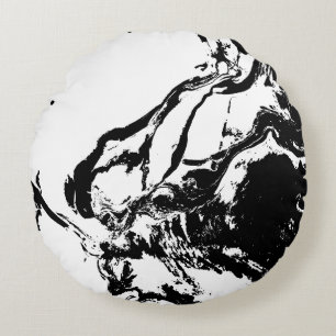 Coussins Ronds Noir et blanc Visages Abstraits Art incident