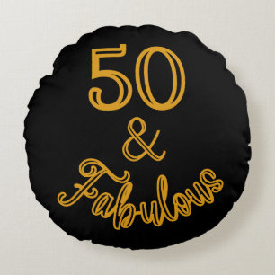 Coussins Ronds Noir et Or 50 ans et Fabuleux