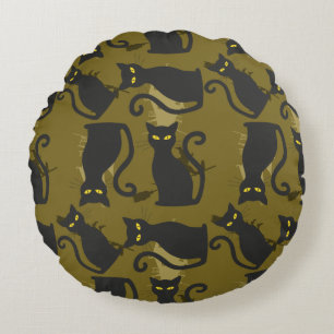 Coussins Ronds Noir Kitty Chat Metallizer Faco Déco
