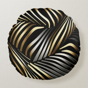 Coussins Ronds Noir, or et argent abstrait