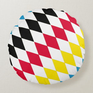 Coussins Ronds Noir rouge jaune Bavaria Motif Drapeau Diamant